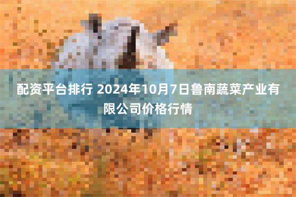 配资平台排行 2024年10月7日鲁南蔬菜产业有限公司价格行情